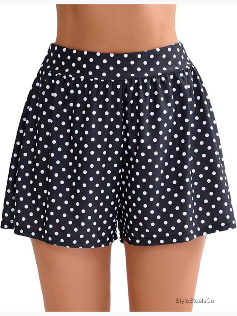 High Waisted Swim Board Shorts With Liner, Loose Fit Tummy Control Bikini Bottom